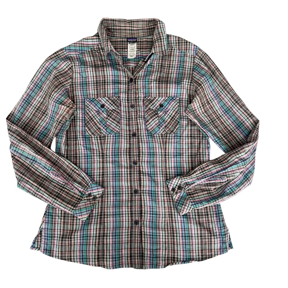 Patagonia Womens Small‎ Vintage Button-Up Long Sleeve Shirt Plaid Organic Cotton